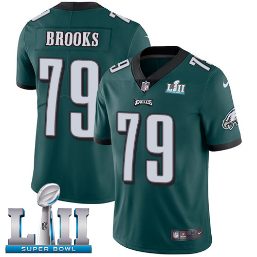 Nike Eagles #79 Brandon Brooks Midnight Green Team Color Super Bowl LII Men's Stitched NFL Vapor Untouchable Limited Jersey - Click Image to Close